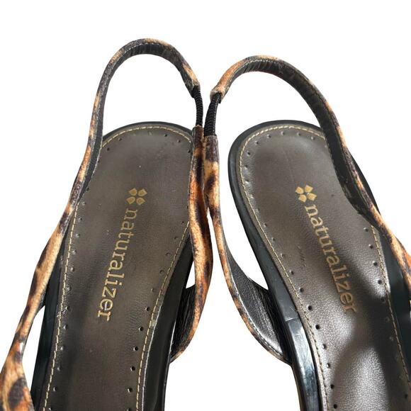 Y2K LEOPARD PRINT SLING BACK KITTEN HEEL SANDALS NATURALIZER SZ. 8 - Picture 5 of 8
